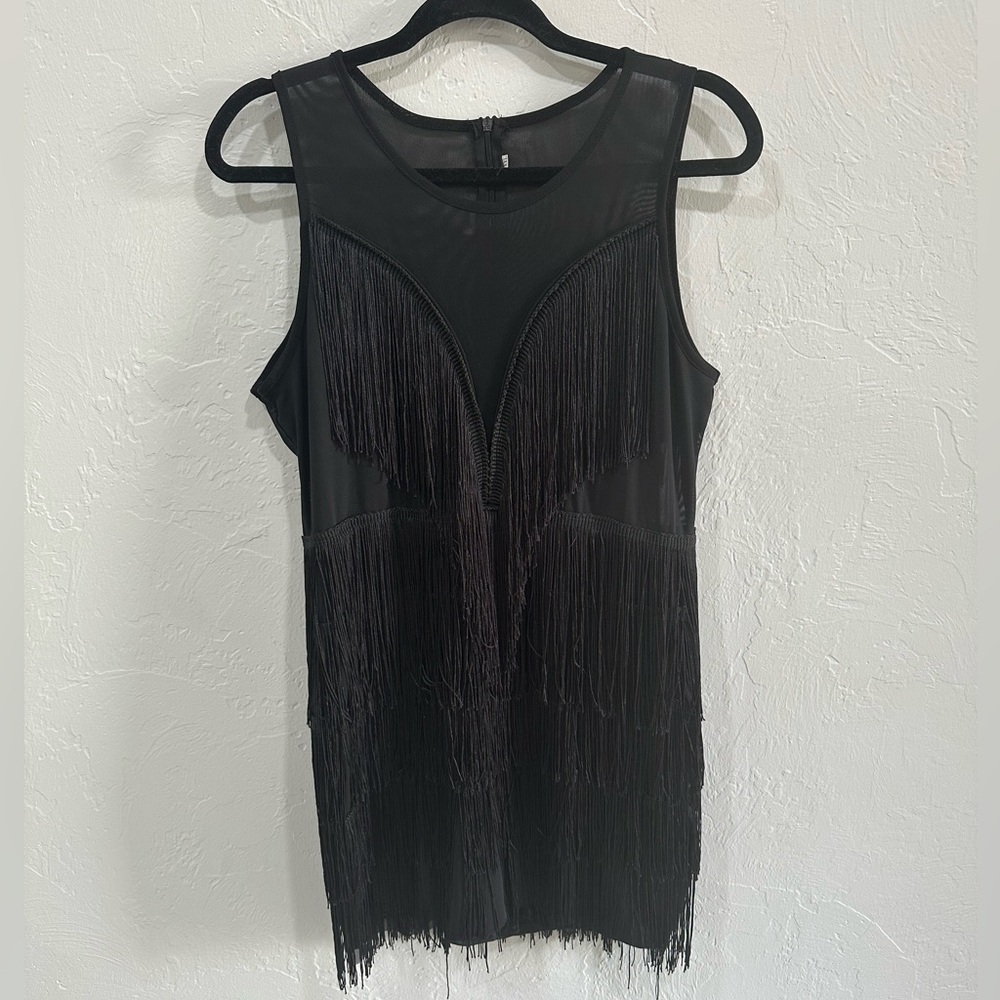 Black tassel boutique dress